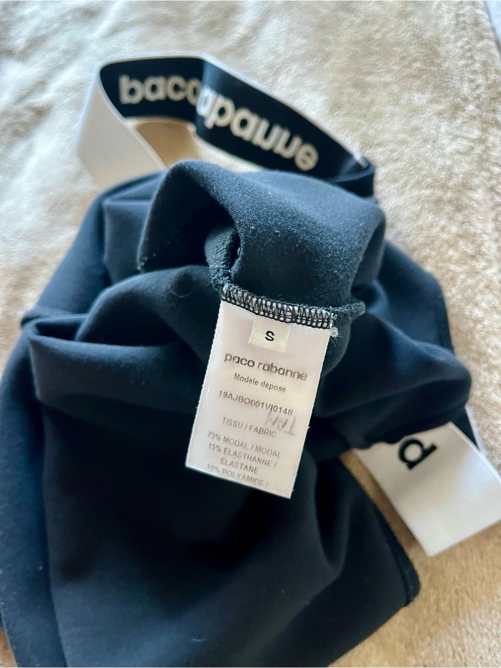 Paco Rabanne Logo Strap Bodysuit | Black V-Neck bodysuit - Picture 5 of 5